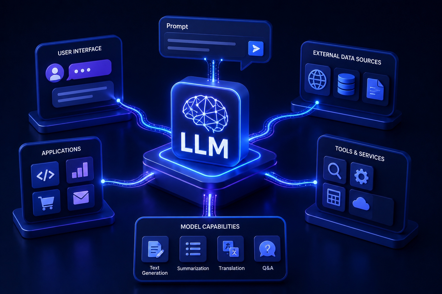 Cybersecurity dashboard with digital shield protecting cloud infrastructure, business network, servers, and sensitive data against cyber threats, ransomware, phishing, and hacking attacks.